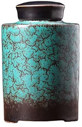 Caddy Latas de té selladas de cerámica Contenedores de almacenamiento de alimentos for el hogar Tarro de almacenamiento de azúcar, Recipiente for té con superficie esmaltada en horno agrietado de esti