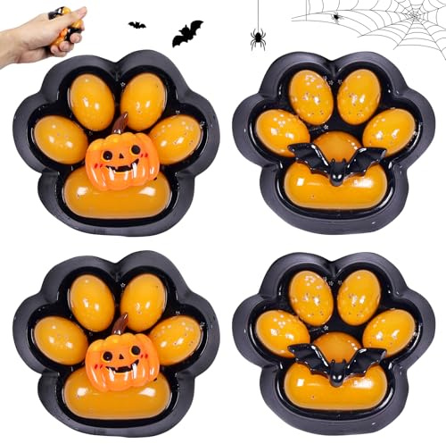 4 Stück Katzenpfoten Squishy, Cat Paw Squishy, Halloween Squishy Pfote, Katzenpfoten Quetsch Spielzeug, Halloween Party Mitgebsel Kinder, Stress Squeeze Toys für Kinder und Erwachsene