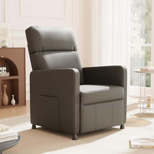 Devoko Sillón Relax Reclinable Eléctrica, Ergonómica Reclinable 90°-165° en Piel PU, Silla Reclinable con Respaldo y Reposapiés Ajustable, para Ancianos/Salón/Oficina, con Bolsillos Laterales, Negro
