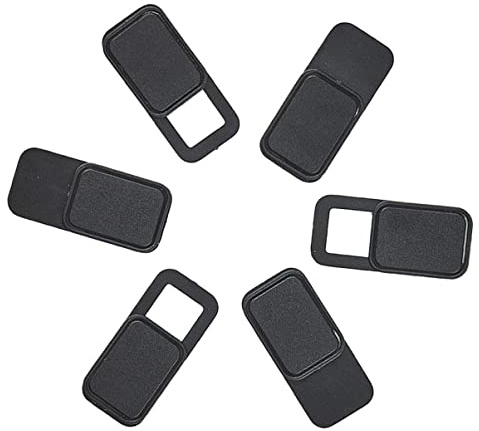 CHICAMPERA Cache Webcam Coulissant pour Smartphone Et Ordinateur Portable, Lot De 6, Métal Noir, Protection Confidentialité, Compatible Tablette, Sécurité Vie Privée, Usage Bureautique Et Mobile
