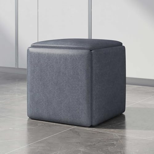 5 i 1 häckande ottomansk kubstol med svängbara hjul, sittkub staplingsbara pallar, teknologiduk fyrkantig ottomansk bänk Rörlig fotpall Klädstol for vardagsrum i sovrummet(Grey,45CM)