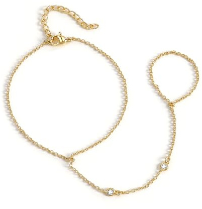 RMMD Hand Chain Bracelet - 14K Gold/Silver Plated Hand Chain Bracelet with Ring Hand Jewellery for Women Jewelry Gifts for Teens Girls Sister