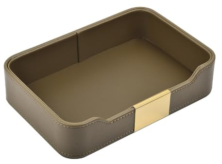 CALFOVERA Vide Poches en Cuir PU de 21.7 x 14.9cm Organisateur de Bureau Vide Poches Organiseur de Coiffeuse Porte Monnaie pour Homme Clé Téléphone Lunettes Portefeuille Télécommande Stylo