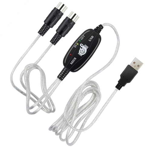 PAMINGONO USB Midi kabel Midi zu USB Adapterkabel für Keyboard Verbindung Musikbearbeitung Stabile Datenübertragung Kompatibel mit Windows Xp