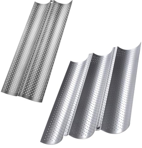 SECFOU Molde para Hornear Baguettes de Acero Inoxidable 2 Piezas Superficie Lisa y Fácil de Limpiar para Cocina en Casa o Pastelería