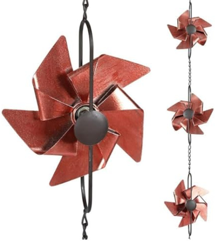 Lagomloot Catena per grondaie in Metallo da 1,7 m, per grondaie Esterne, Alternativa Decorativa Rossa con Suono lenitivo per grondaie da Giardino e Patio