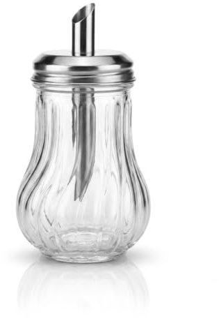 Glass Sugar Dispenser Pourer Retro Style with Lid Clear Glass Storage Container for Sugar Sweetener Dispenser Kitchen Canister Airtight Coffee Sugar Pot for Kitchen & Restaurants