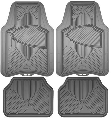 Armor All 4-Piece All-Season Floor Mats, Custom Fit Mats for Cars, Trucks, SUVs — Gray