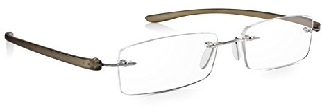 Read Optics Lesebrille für Damen und Herren 2,5, randlose Fertiglesebrille, stylische, hochwertige, graue Fassung, praktisch für jeden Tag