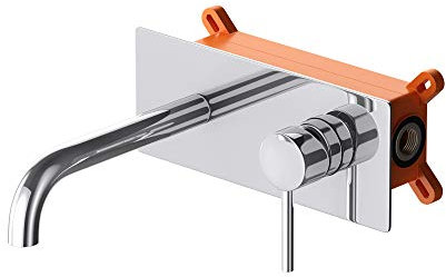 Mai & Mai Miscelatore per Lavabo a Muro, Rubinetto Lavabo a Parete per bagno WA112 con Corpo a Incasso (Argento)