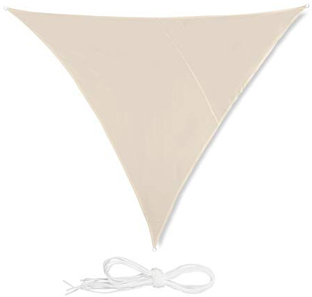 relaxdays, Beige Tenda a Vela Triangolare, Impermeabile, Anti UV, Corde di Supporto, Terrazza e Giardino, 4x4x4 m, 4 x 4 x 4 m