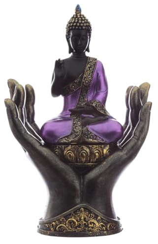 Puckator Figurine Bouddha Thailandais Noir & Violet, 28x18x10