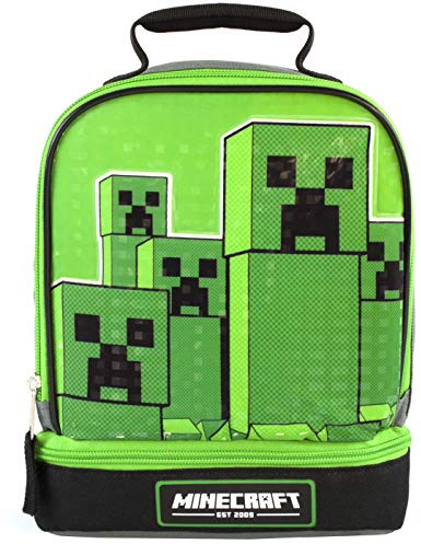 Minecraft Kids Lunchbox Creeper Zip Compartment, Grün, Einheitsgröße
