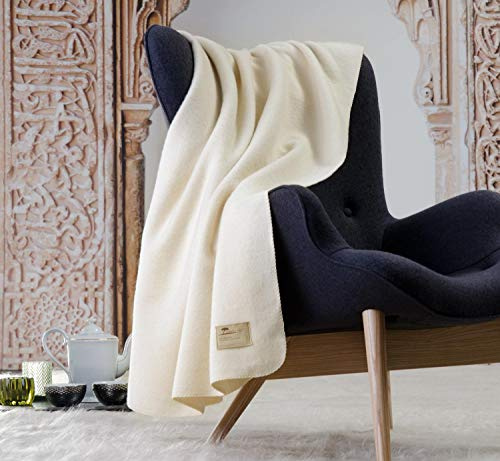 Wohnen & Accessoires Kaschmirdecke Mongolia wollweiß Kettstich 150x220cm