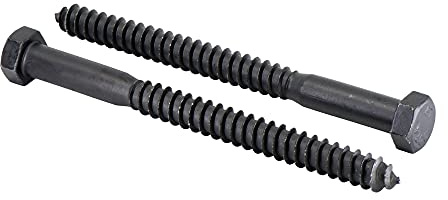 1/2 x 6- 25-Piece Black Lag Bolts, Rustproof Wood Screws, 4-Layer Ceramic BLAKOTE, 2X Protection of Galvanized Lag Screws by Makers Bolt
