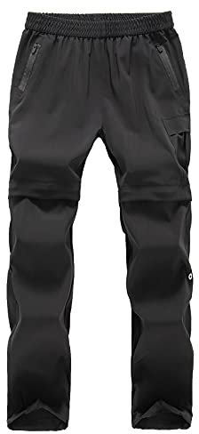 Echinodon Kinder 2-in-1-Outdoorhose Sommer Zipp Off Hose Dünn Leicht Wasserdicht Jungen Mädchen Trekkinghose Wanderhose Schwarz 140
