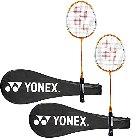 Yonex GR 303 Badmintonschläger aus Aluminium-Mischgewebe mit Vollabdeckung, 2 Stück (gelb/gelb)