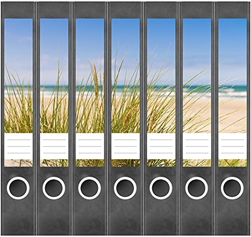 Etiketten für Ordner | Blick auf das Meer | 7 Aufkleber für schmale Ordnerrücken | Selbstklebende Design Ordneretiketten Rückenschilder
