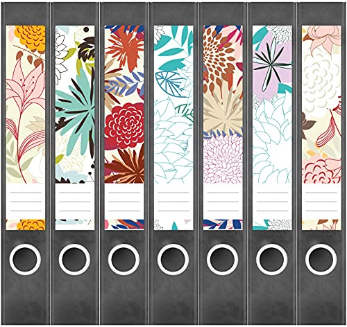 Etiketten für Ordner | Deko 10 Muster Mix | 7 Aufkleber für schmale Ordnerrücken | Selbstklebende Design Ordneretiketten Rückenschilder