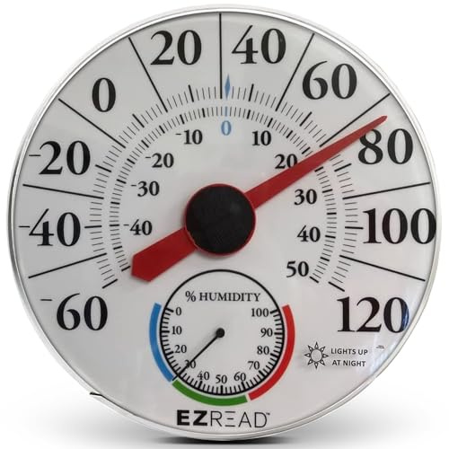 Headwind Therm/Hygrometer 12.5 Large Hanging Dial Decorative Indoor & Outdoor Wall Thermometer – Waterproof Patio Weather Thermometer for Garden Use by EZRead
