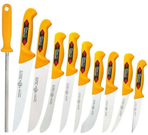 EIKASO Solingen Germany Schlachtermesser Metzgermesserset 10 teilig Profi Metzgereiausstattung für Hobby- & Berufsköche Made in Solingen