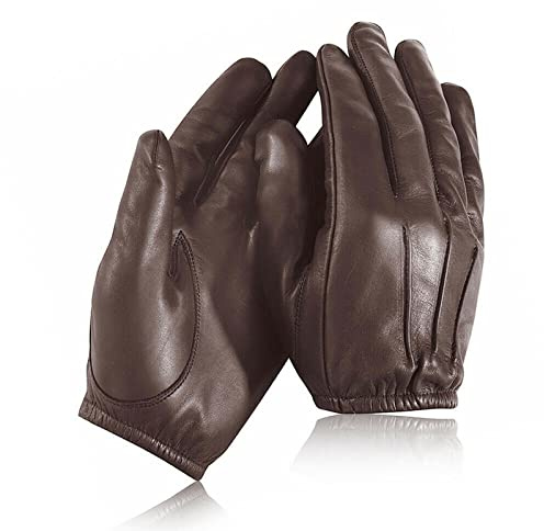 Gants de protection en Kevlar anti-coupures pour policiers, résistants au feu, en cuir, pour vêtements de travail, résistance à la chaleur, sécurité SIA, marron, M (Pack of 1)