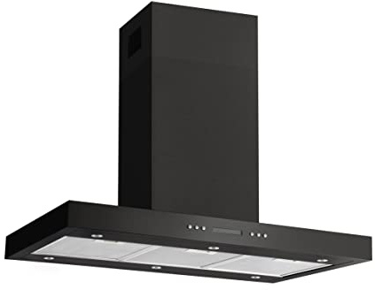Amica Inselhaube 625-980x90x60 cm 621 m³/h Schwarz IH 694 610 S | Abluft-/Umluftbetrieb, 3 Leistungsstufen, LED Beleuchtung, 2 LCD-Displays, Nachlaufautomatik, Aluminium Fettfilter