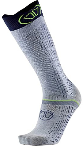 Chaussettes de Ski Merino pour homme et femme, Ski Merino Performance, Zone de Protection au Tibia, Confort et Respirabilité optimale (FR/ES, Numérique, 40, 41, Taille normale, Taille normale, Gris)