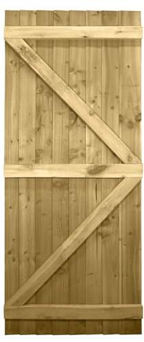 Bespoke Flat Top Wooden Garden Gate, 6ft x 2.5ft Feather Edge Semi-Braced | Up to 180cm High x 75cm Wide, Made to Measure, Heavy Duty, Pressure Treated, Pedestrian Rear Gate Entry, Side Gate Entrance