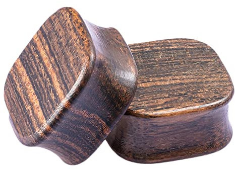 Beydodo Ohr Tunnel 10MM, Ohr Plug Holz Braun Quadrat Piercing Tunnel Ohrringe Set