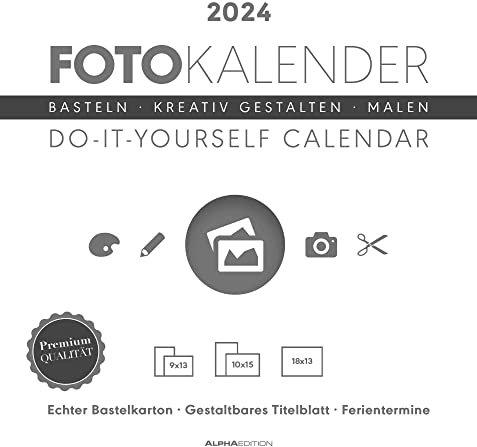 Foto-Bastelkalender weiß 2024 - Do it yourself calendar 21x22 cm - datiert - Kreativkalender - Foto-Kalender - Alpha Edition