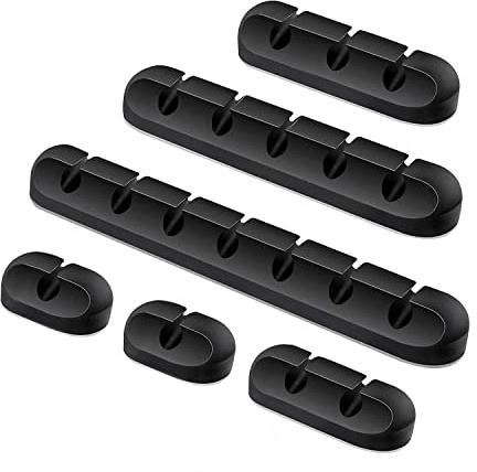 Rusoz Kabelhalter Schreibtisch,6 Stück Silikon Kabelclips Selbstklebend Schwarz Cable Holder Vielzwecke Für Ladekabel,Audiokabel Und Cable Organizer