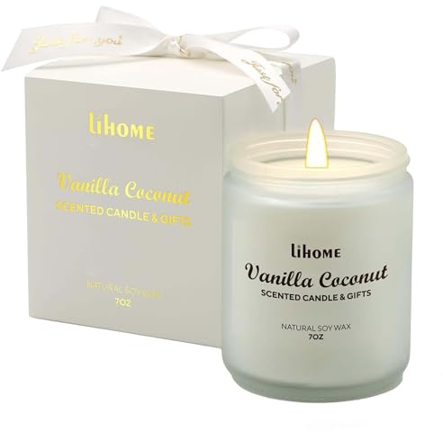Candles Gifts for Women - Natural Soy Wax Candle for Home Scented Perfect for Christmas, Birthday, Mother's Day, Vanilla Coconut Candles