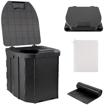Campingtoilette, Tragbare Faltbare Campingtoilette mit Deckel, Outdoor-Reisetoilette for Wandern, Camping, Boot, Auto, Angeln