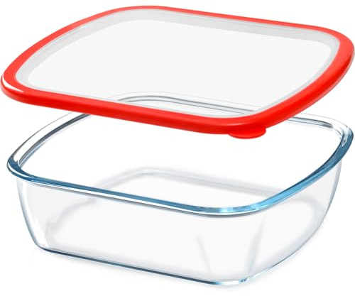 NUTRIUPS 9 x 9 Glass Baking Dish with Lid, 9 x 9 Baking Pan, 2.75QT LARGE and DEEP Baking Dish for Oven