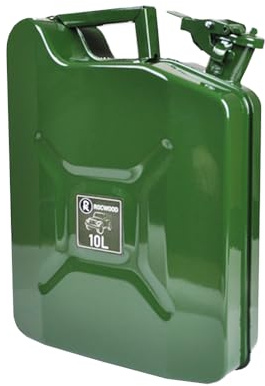 RocwooD Jerry Fuel Can 10 Litre Army Green Metal Gas Diesel Gasoline Petrol Oil Durable Travel Portable Container For Cars Trucks Motorcycle