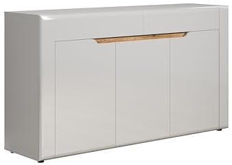 trendteam smart living - Marlon - Sideboard - Weiß Hochglanz/Evoke Eiche - Anrichte mit Vollauszug - (BxHxT) 150 x 84 x 40 cm - grifflos - kratzfest