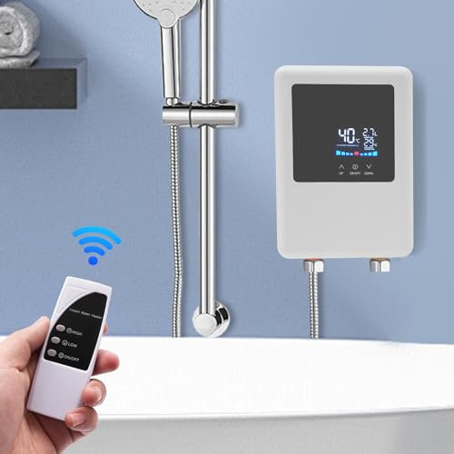KEESUNG Chauffe-eau électrique 4500 W - Petit chauffe-eau instantané - Mini salle de bain avec écran LCD numérique - Montage mural - Pour cuisine et salle de bain - Blanc