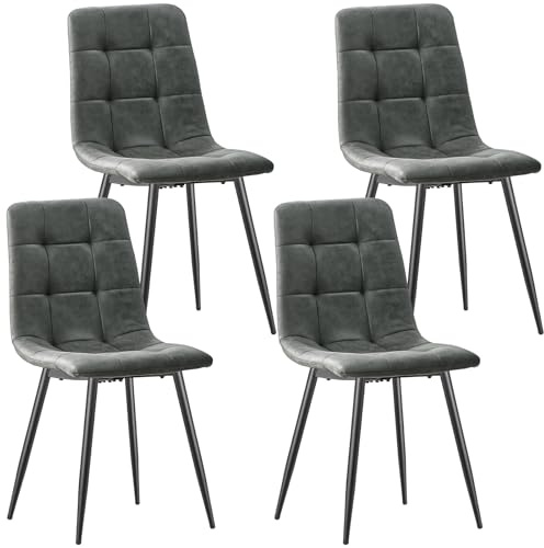 LEWE Esszimmerstühle 4er Set,Küchenstuhl mit Hoher Rückenlehne Moderne Stühle für Küche und Esszimmer, Metallbeinen, Gepolsterte Sitzfläche aus Technisches Tuch für Esszimmer, Küche & Wohnzimmer