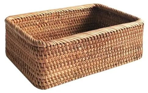 FYOBOT Panier en Osier Tissé à la Main, Corbeille à Fruits, à Thé et à Pain, Boîte de Rangement Rectangulaire pour Cosmétiques