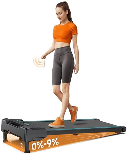 Walking Pad mit Automatischer 9% Steigung, REPOWER Leises Laufband für Zuhause Bis 6 km/h & 136 kg, Elektrisch verstellbar & Fernbedienung
