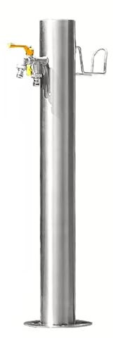 Fontana a colonna d'acqua da giardino in acciaio inossidabile 304 con supporto per tubo flessibile, rubinetto autoportante da pavimento per protezione antigelo (H86 cm)