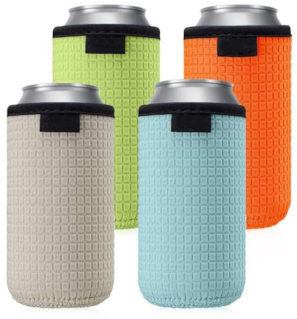 Riisoyu 4 Stück 16oz Can Dosenkühler, Wiederverwendbar Can Dosenkühler Neopren Dosenkühler Getränkehalter für Outdoor Unterwegs Party Bierflasche Bier Wasser