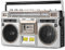 Lettore CD in stile classico anni '80, radio portatile con lettore di cassette, radio AM/FM, supporto ingresso SD/USB, registratore a cassette per riunioni di famiglia e viaggi