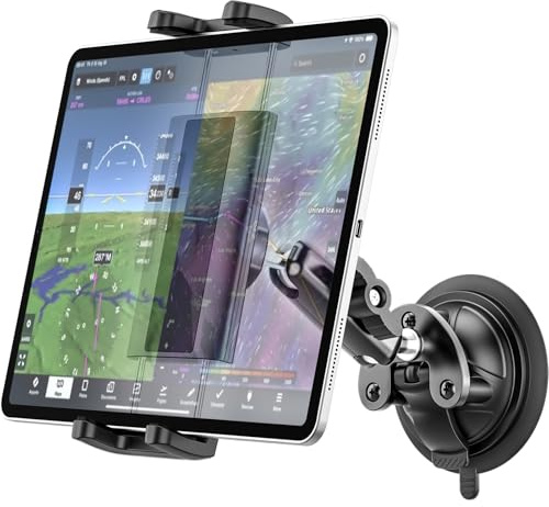 Dosvsi Pilots Tablet Holder, [Strong Suction Cup] Aircraft Tablet Mount with Metal Adjustable Arm, Aviation Windshield Stand for iPad mini Air, iPad Pro 13 12.9 11, Galaxy tab, iPhone, 4-13 Devices