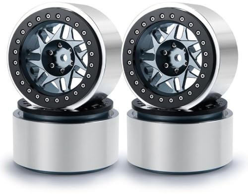 4PCS 2.9 Inch Beadlock Wheel Rim Aluminum Wheel Hub Compatible With 1 6 Scale RC Crawler Cars Including SCX6 AXI05000 Upgrade Parts Compatible with Off Road Remote Control Vehicles(No.1 Titanium)