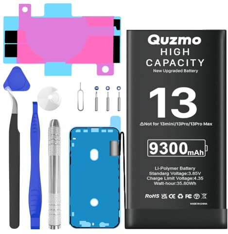 [9300mAh] Batterie pour iPhone 13, 2025 Nouvelle Haute capacité Remplacement de Batterie Compatible avec iPhone 13 modèles A2633, A2482, A2631, A2634, A2635 avec kit d'outils