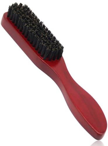 FUGLUS Cepillo para el Cabello de Jabalí,Cepillo Pelo con Mango de Madera,Cepillos de Cerdas Naturales Suaves,Peine de Salón para Moño,para Cabello Largo Grueso Rizado Seco Dañado,Estilo Barba