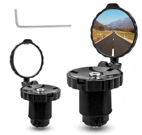 Bestgle 2 Stück Fahrradspiegel, Klappbarer Lenkerenden spiegel, HD 360° Drehbar Fahrrad Rückspiegel, Weitwinkel Fahrradspiegel konvexer für MTB Ebike Mountainbikes Runder Fahrradlenker Lenker 21-22mm