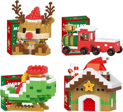Générique Ensemble De Construction Père Noël, Blocs De Construction De Noël,Décorations De Noël 2025, Cadeaux De Noël, Mini Figurines De Construction, Cadeau De Noël Créatif (B)